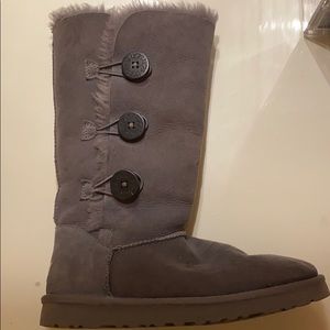 Tall Gray Bailey Button Uggs